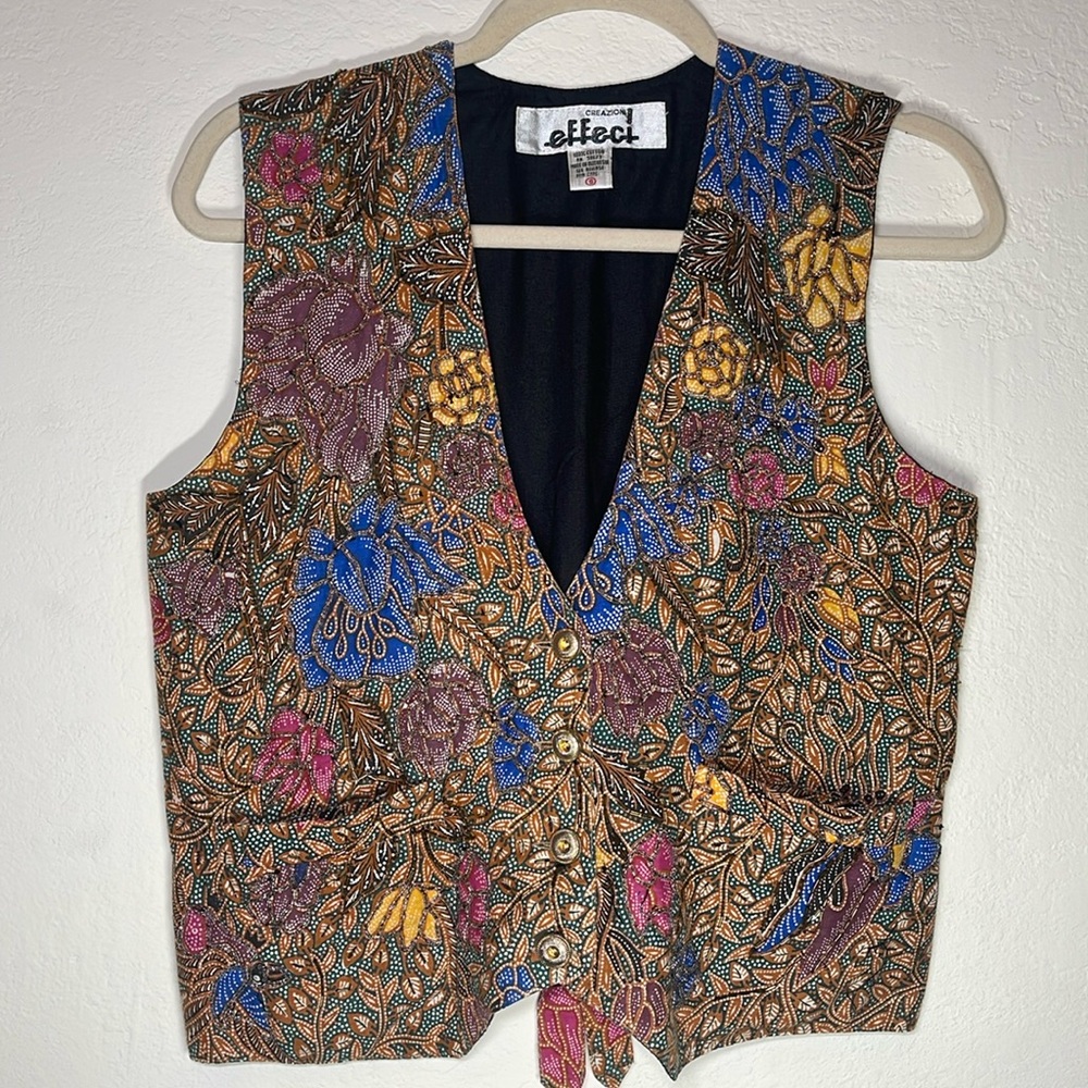 Vintage Effeci 80's 90's Multicolors Beaded Vest Sz. Small